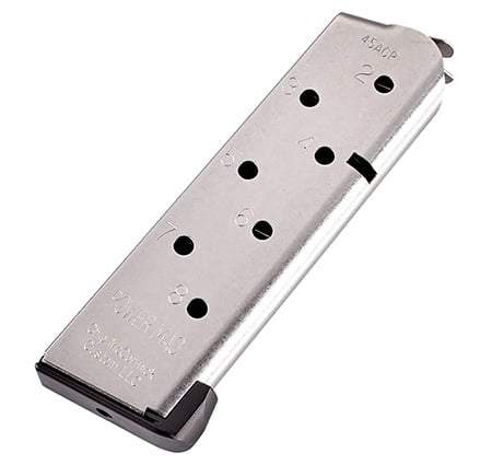 CMC Products 16132C Power Mag 8rd 45 ACP Fits 1911 Officer Black Stainless Steel