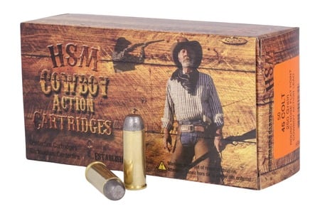 HSM 45C1N Cowboy Action 45 Colt 250 gr Round Nose Flat Point 50 Per Box/ 10 Case